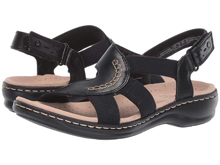 Clarks Leisa Joy (black Leather/textile Combo) Women's Sandals