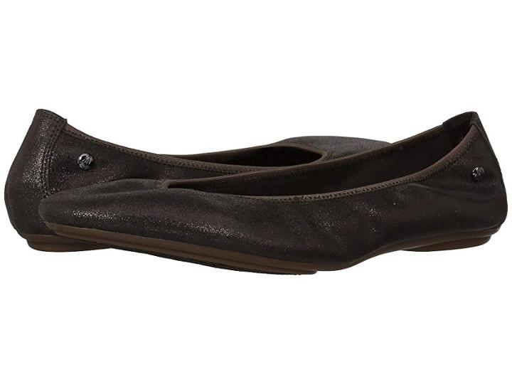 Hush Puppies Chaste Ballet (dark Brown Glitter Suede) Women's Flat Shoes