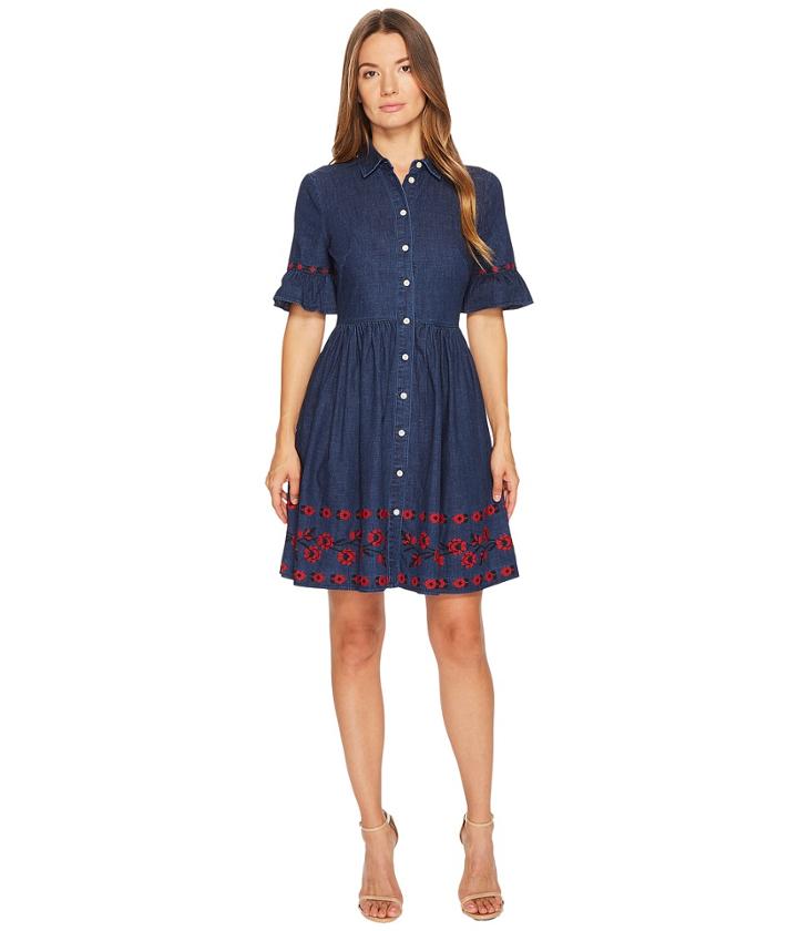 Kate Spade New York Chambray Embroidered Dress (indigo) Women's Dress