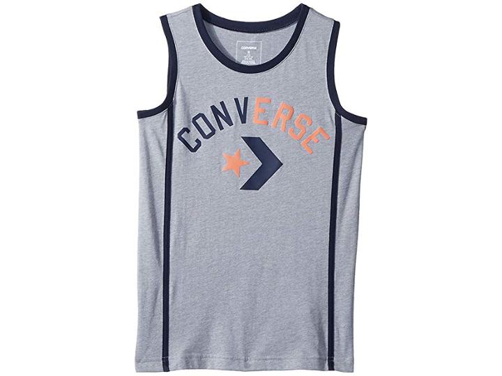 Converse Kids Court Knit Tank Top (big Kids) (dark Grey Heather) Boy's Sleeveless