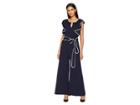 Taylor Contrast Piped Ruffle Sleeve Jumpsuit (navy/ivory) Women's Jumpsuit & Rompers One Piece