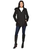 Jessica Simpson Anorak Quilted Bonded W/ Hood And Faux Fur (black) Women's Coat
