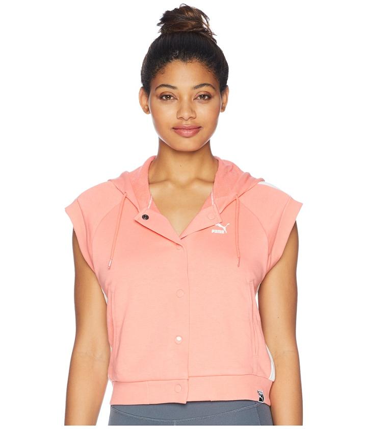 Puma Classics Sl Logo T7 Hoodie (shell Pink) Women's Sweatshirt