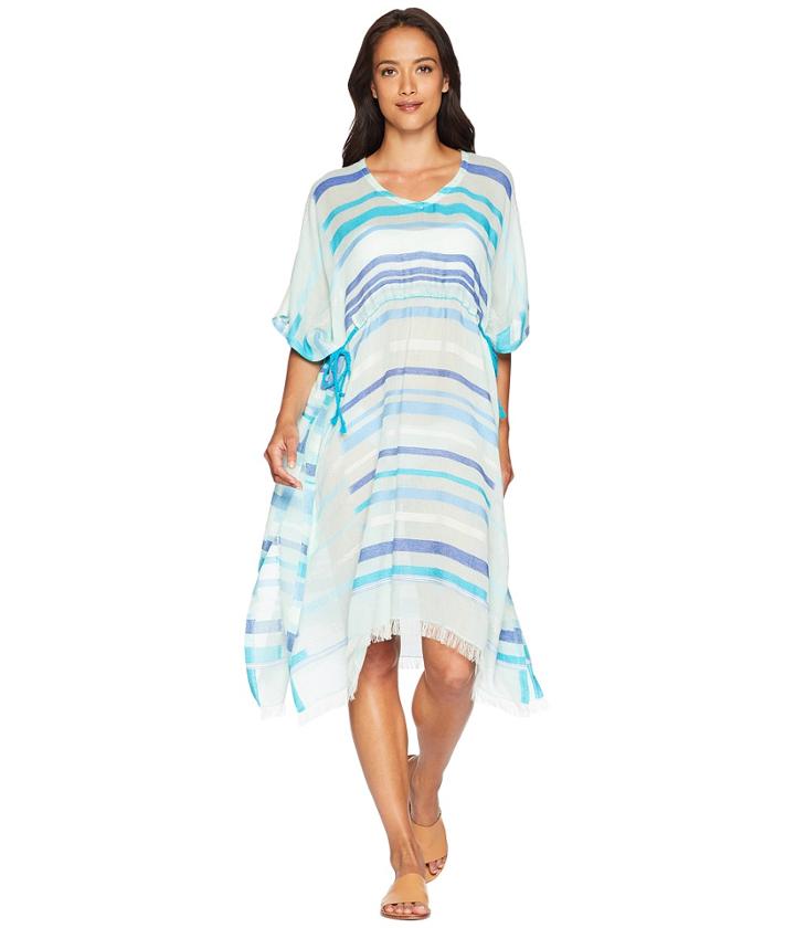 Echo Design Sunset Metallic Stripe Side Tie Caftan (seafoam) Women's Clothing