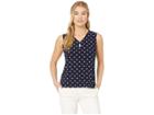 Tommy Hilfiger Polka Dot V-neck Piped Sleeveless Knit (midnight/ivory) Women's Sleeveless