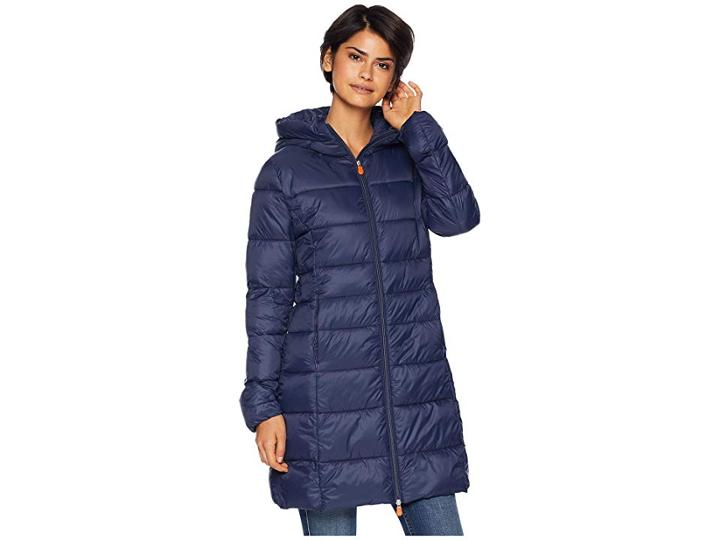 Save The Duck Long Hooded Basic (navy) Women's Coat