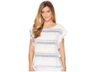 Two By Vince Camuto Herringbone Stripe Ruffle Sleeve Blouse (oxford Blue) Women's Blouse