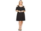 Kari Lyn Plus Size Elodie Strappy Cold Shoulder Fit And Flare Dress (black) Women's Dress