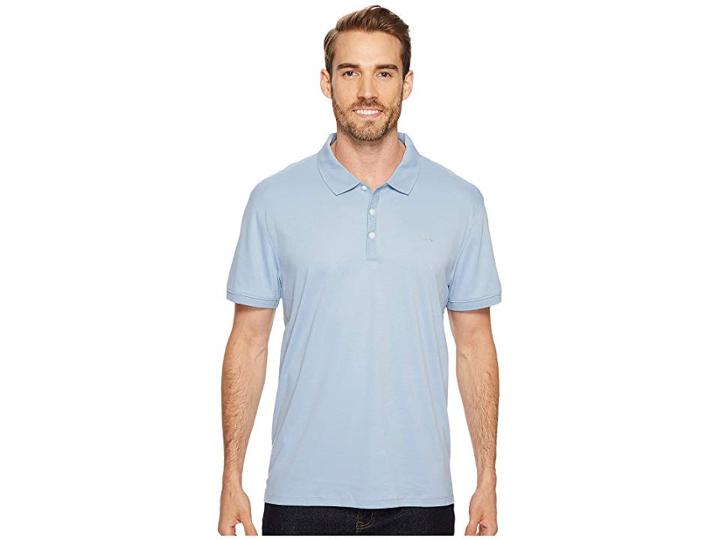 Calvin Klein Liquid Cotton Solid Short Sleeve Polo (pacific) Men's Short Sleeve Knit