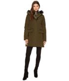 Vince Camuto Down With Faux Fur Detail And Bib N8881 (olive) Women's Coat
