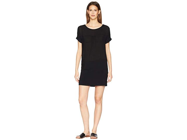 Manila Grace Short Sleeve Boat Neck Dress (black) Women's Dress