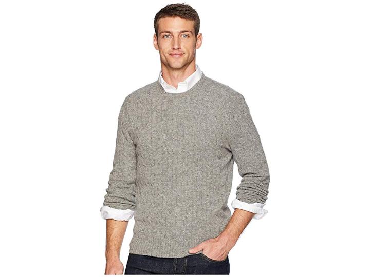 Polo Ralph Lauren Cashmere Cable Crew Neck (fawn Grey Heather) Men's Sweater