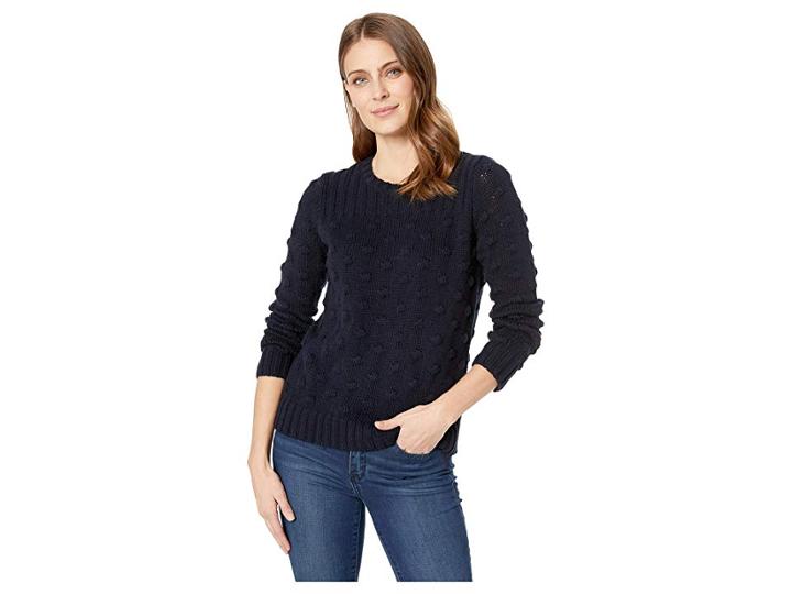 Two By Vince Camuto Long Sleeve Rib And Popcorn Stitch Sweater (classic Navy) Women's Sweater