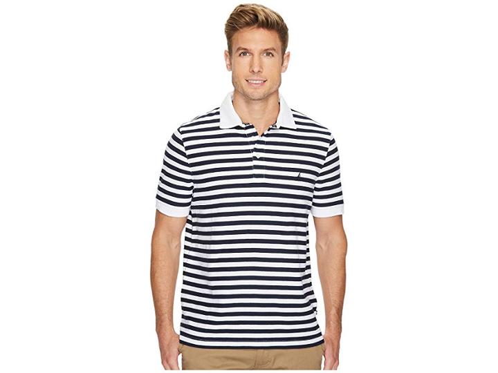 Nautica Short Sleeve New Stripe Deck (bright White) Men's Short Sleeve Knit
