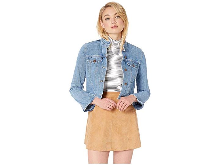 Bcbgeneration Bell Sleeve Denim Jacket (light Wash) Women's Coat