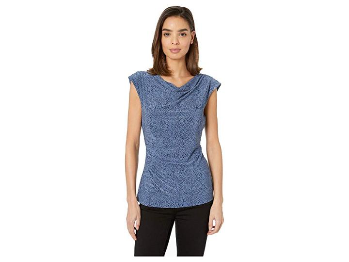 Anne Klein Robins Egg Cowl Neck Knit (versailles/anne Black) Women's Blouse