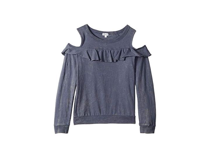 Splendid Littles Flounce Long Sleeve Top (big Kids) (ombre Blue) Girl's Clothing