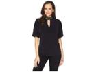 Michael Michael Kors Grommet Neck Shirred Top (black) Women's Clothing