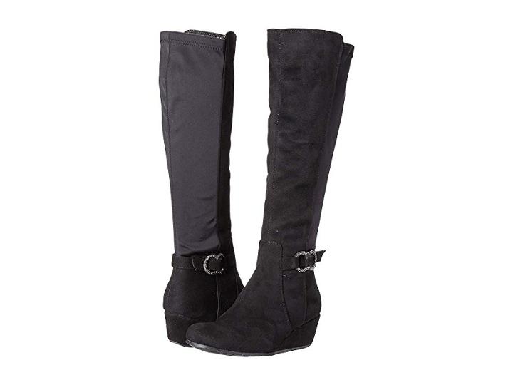 Kenneth Cole Reaction Tip Dress Boot (black Microsuede/neoprene) Women's Boots