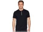 Calvin Klein Short Sleeve Flat Knit Trimmed Jersey Henley (black Combo) Men's T Shirt