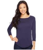 Lilla P 3/4 Sleeve Boat Neck (navy) Women's Clothing