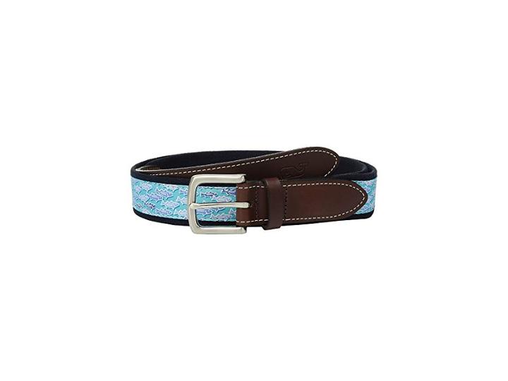 Vineyard Vines Striped Bass Canvas Club Belt (turquoise) Men's Belts