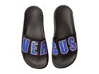 Versus Versace Footbed Sandal Rubber Sole H.20+sequins Lettering Velluto (black/bluette/black) Women's Sandals