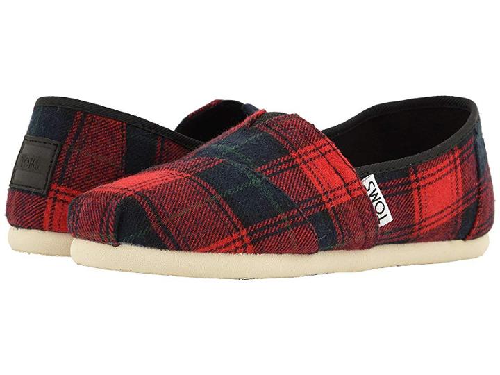 Toms Kids Alpargata (little Kid/big Kid) (red Tartan Plaid) Girl's Shoes