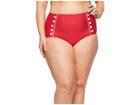 Unique Vintage Plus Size Phillipa Sailor Bottom (red/white Pin Dot) Women's Swimwear