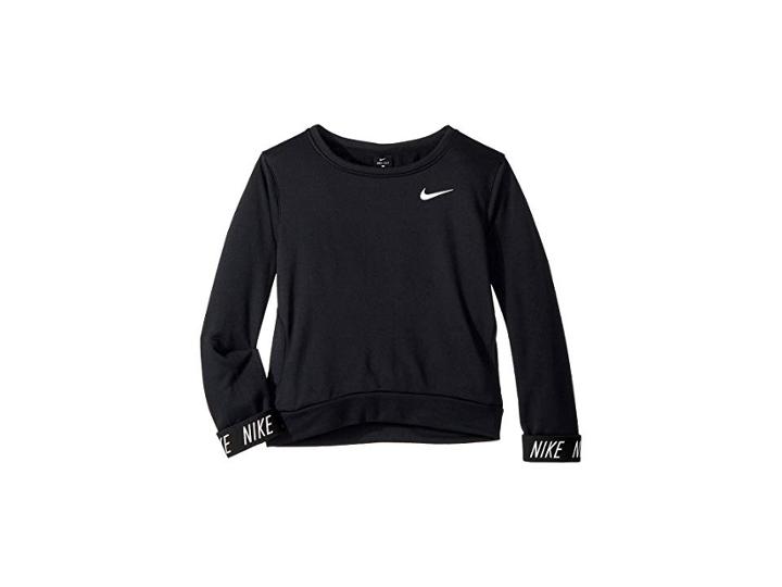 Nike Kids Dry Studio Pullover (little Kids/big Kids) (black/black/white) Girl's Clothing