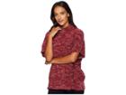 Mod-o-doc Boucle Slouchy Funnel Neck Short Sleeve Pullover (cranberry) Women's Clothing