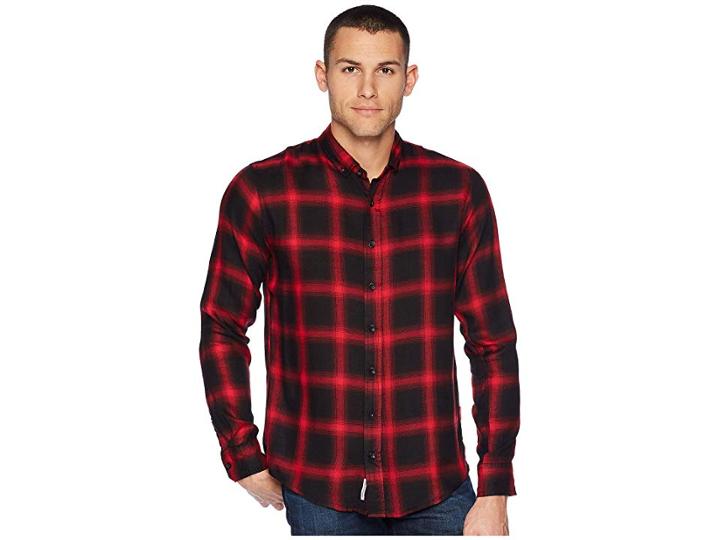 Publish Antoine Long Sleeve Button Up (red) Men's Clothing