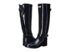 Hunter Refined Back Adjustable Tall W/ Ankle Strap Gloss (navy) Women's Boots