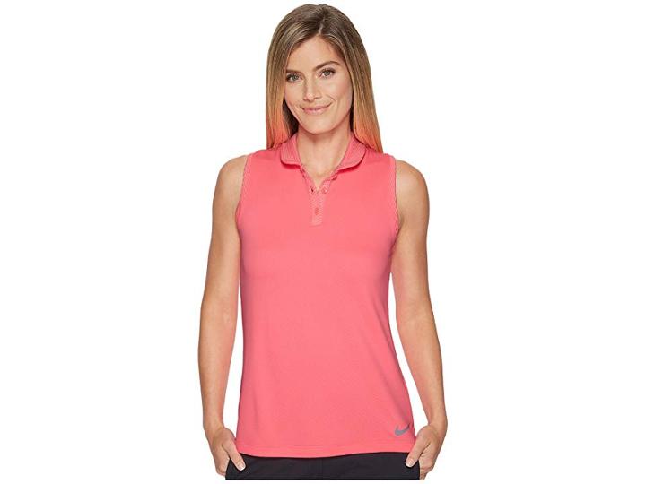 Nike Golf Dry Polo Sleeve Texture (sunset Pulse/flat Silver) Women's Clothing