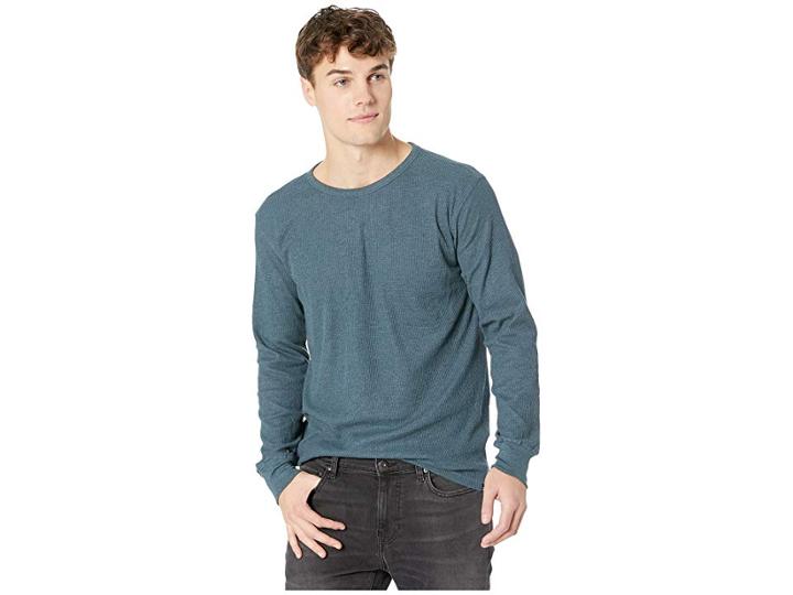 Billabong Essential Thermal Top (dark Slate Heather) Men's Long Sleeve Button Up