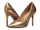 Michael Michael Kors Claire Pump (gold Shiny Metallic Snake) Women's Shoes