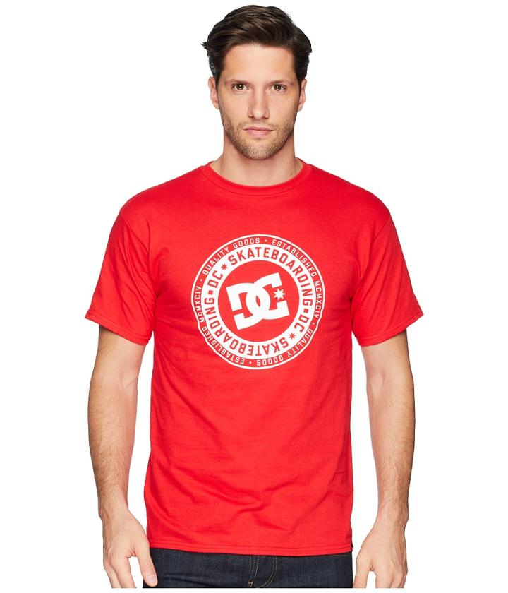 Dc Letterstress Short Sleeve Tee (tango Red) Men's Short Sleeve Pullover