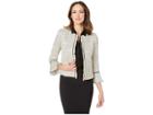 Tahari By Asl Boucle Open Jacket With Tulip Sleeve (ivory/gold/black) Women's Clothing
