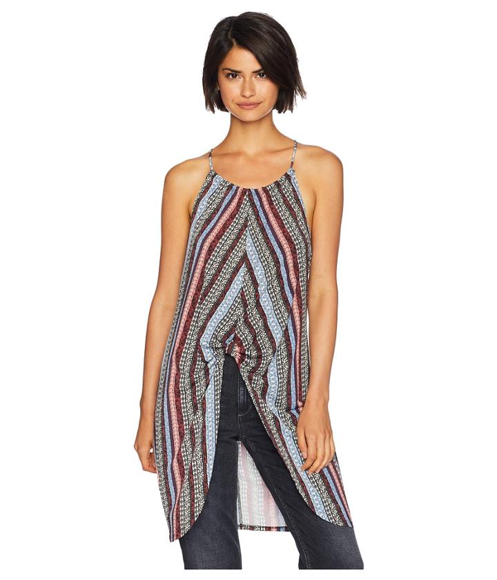 Bcbgeneration Knot Front Tunic Top (sand/multi) Women's Sleeveless