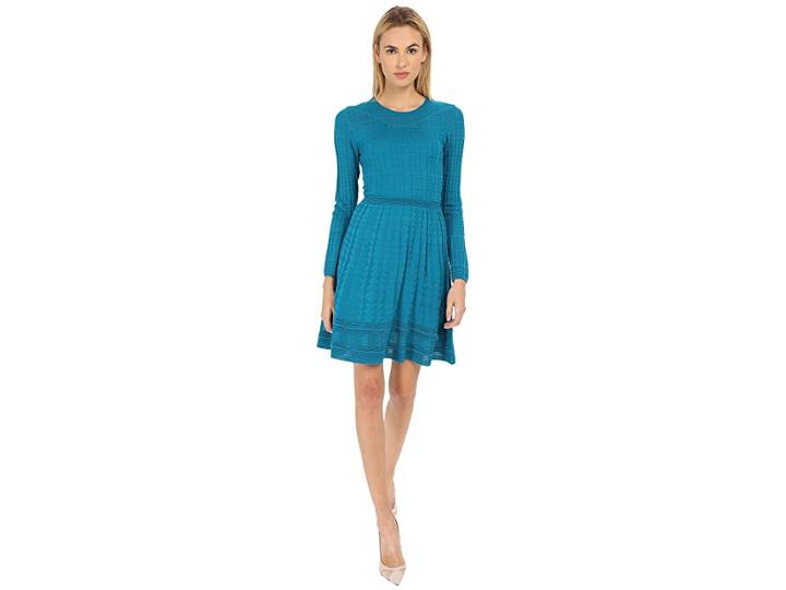 M Missoni Solid Long Sleeve Dress (teal) Women's Dress