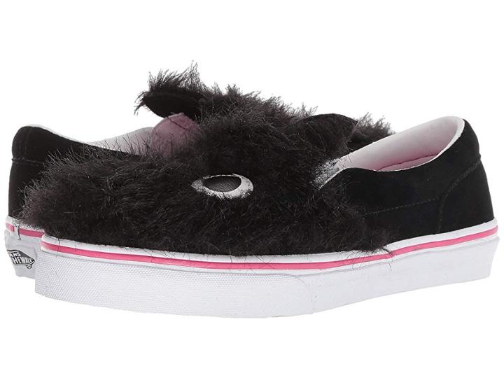 Vans Kids Party Fur Slip-on Friend (little Kid/big Kid) ((party Fur) Black/true White) Girls Shoes