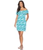 Tommy Bahama Among Fronds Ruffle Spa Dress Cover-up (ming Jade) Women's Swimwear