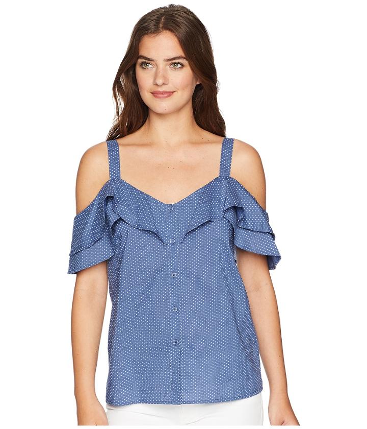 Paige Cleva Top (bijou Blue/white) Women's Clothing