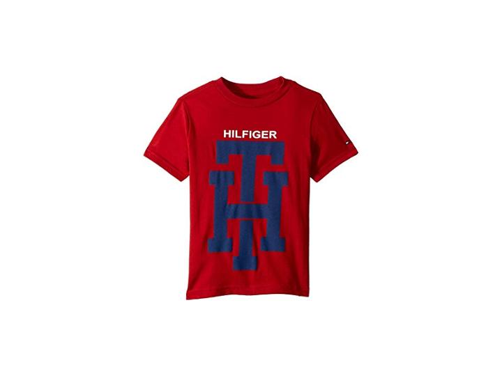 Tommy Hilfiger Kids Th Logo Graphic Tee (toddler/little Kids) (regal Red) Boy's T Shirt