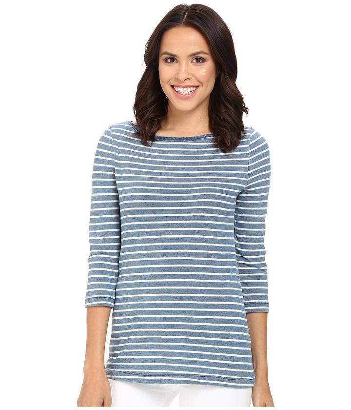 Three Dots Rosie 3/4 Sleeve British Indigo T-shirt (vintage Wash) Women's T Shirt