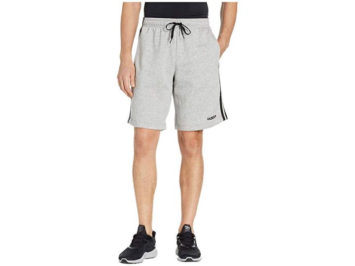Adidas Essentials 3-stripes Fleece Shorts (medium Grey Heather/black) Men's Shorts