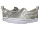 Vans Kids Slip-on V (toddler) ((metallic) Silver/true White) Girls Shoes