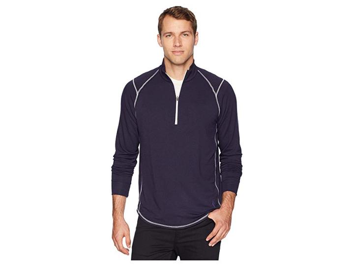 Toes On The Nose Barrel Performance Seasilk 1/2 Zip (navy) Men's Long Sleeve Pullover