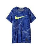 Nike Kids Pro Short Sleeve Printed Training Top (little Kids/big Kids) (deep Royal Blue) Boy's Clothing