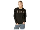 Puma Athletic Crew Sweater (cotton Black/metallic Ash) Women's Sweatshirt